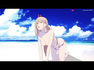 power - in the beach; nude; naked; small tits; 3d sex porno hentai; (by @simulationcred) [chainsaw man]